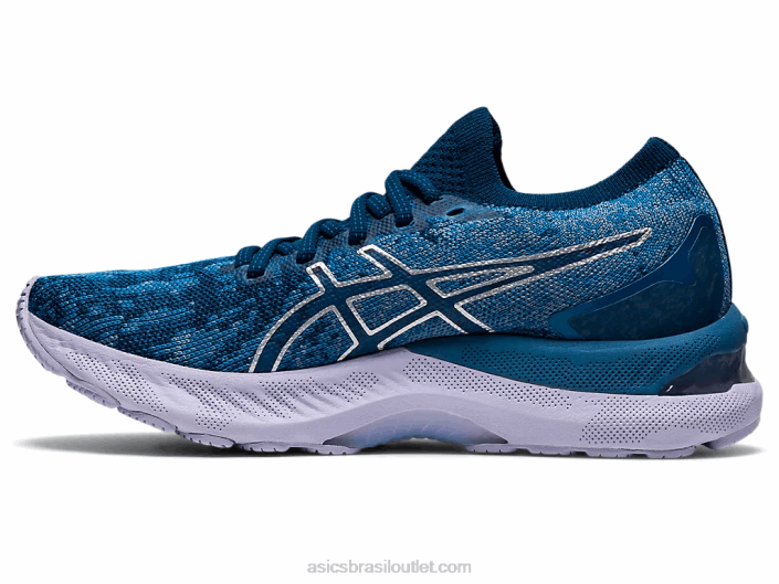malha gel nimbus 23 462T3922 fio dental cinza/mako azul Asics