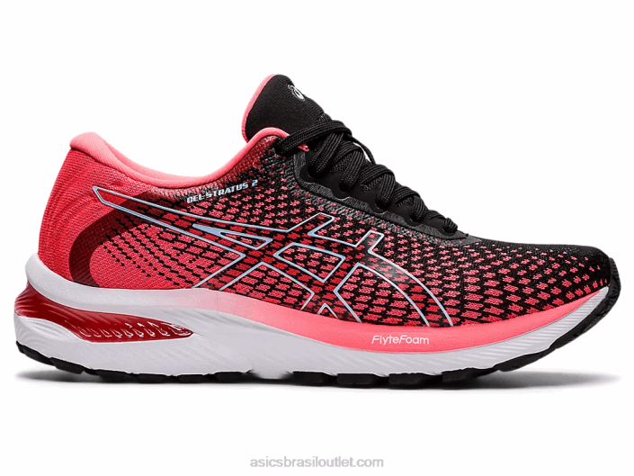 malha gel stratus 2 462T2663 coral ardente/preto Asics