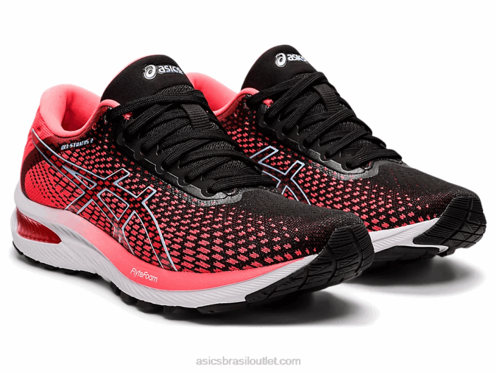 malha gel stratus 2 462T2663 coral ardente/preto Asics