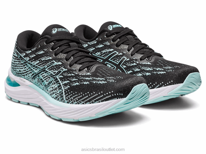 malha gel stratus 3 462T2346 preto/azul claro Asics