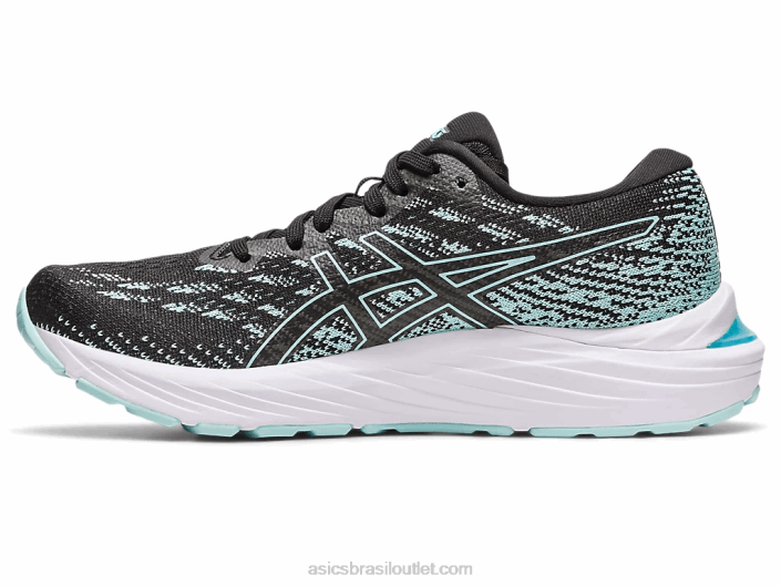 malha gel stratus 3 462T2346 preto/azul claro Asics