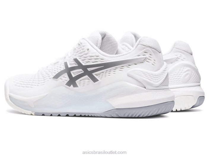 resolução de gel 9 462T2390 branco/prata pura Asics